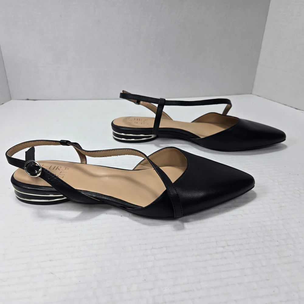 Naturalizer Hawaii Sling-back Black Ballet Flats With Poined Toe Size 9 Wide